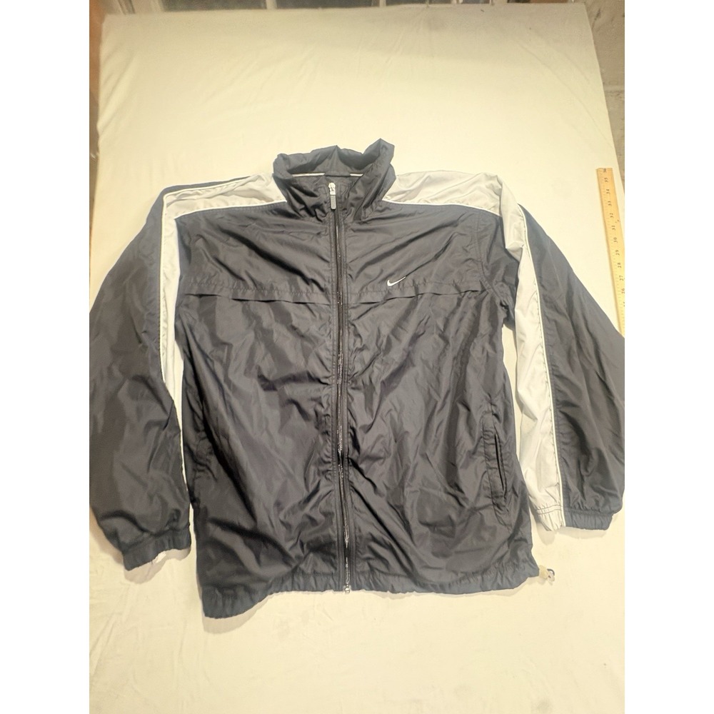 Nike Mens Windbreaker Jacket Navy Grey Colorblock Vintage 90s Full Zip Medium
